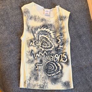 Urban Outfitters Graphic Muscle Tee - Yellow and Blue